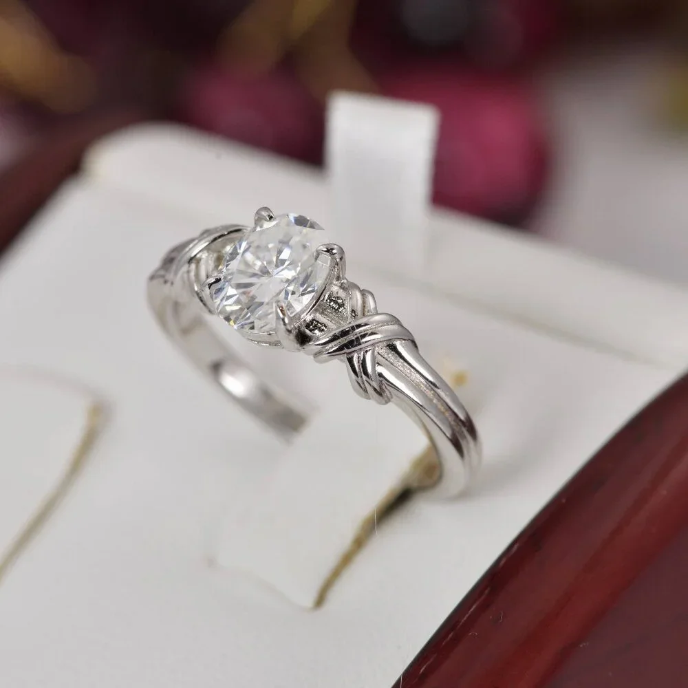 Moissanite 1.5tcw Oval Cut Engagement Ring 925